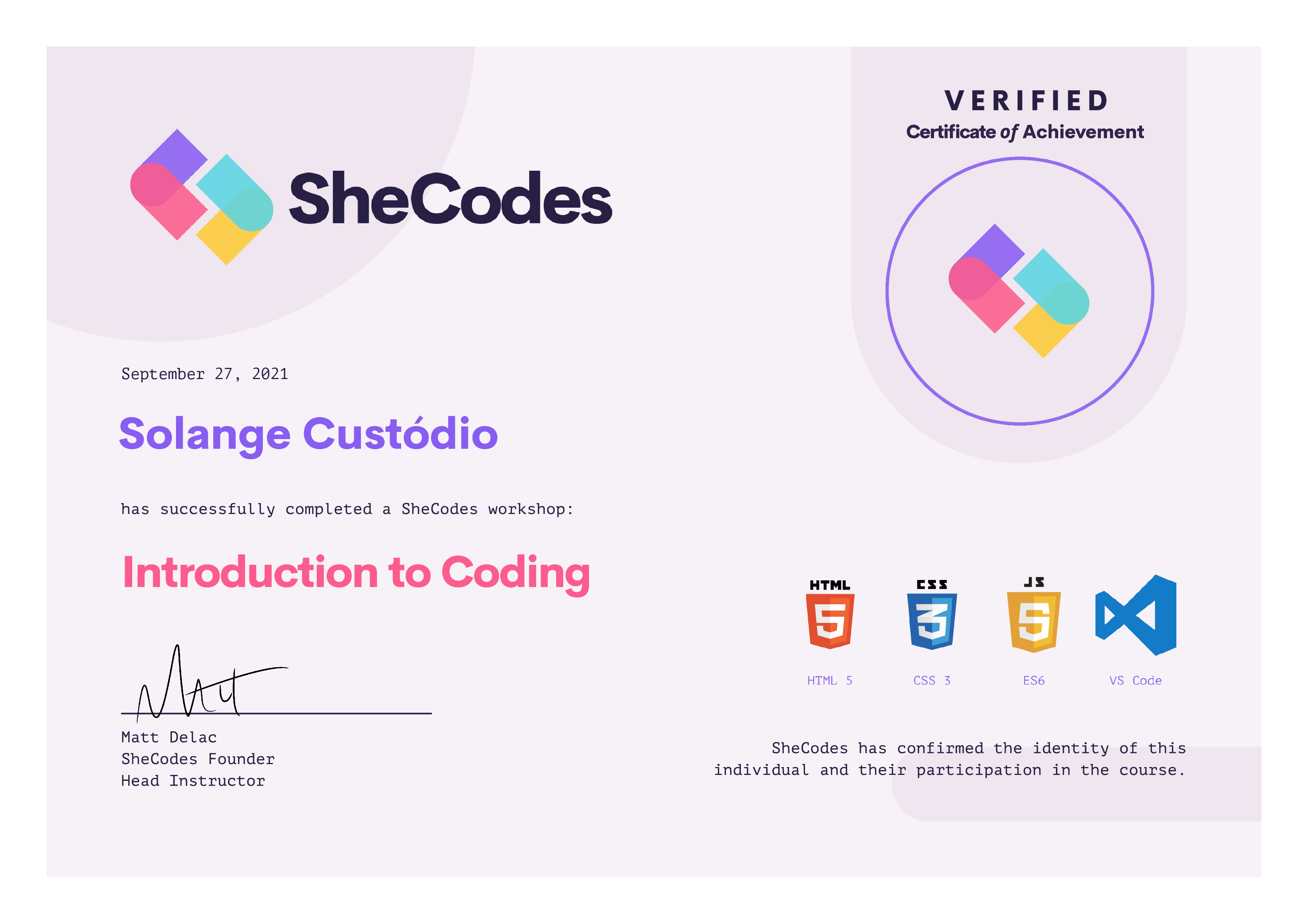 shecodes basics certification