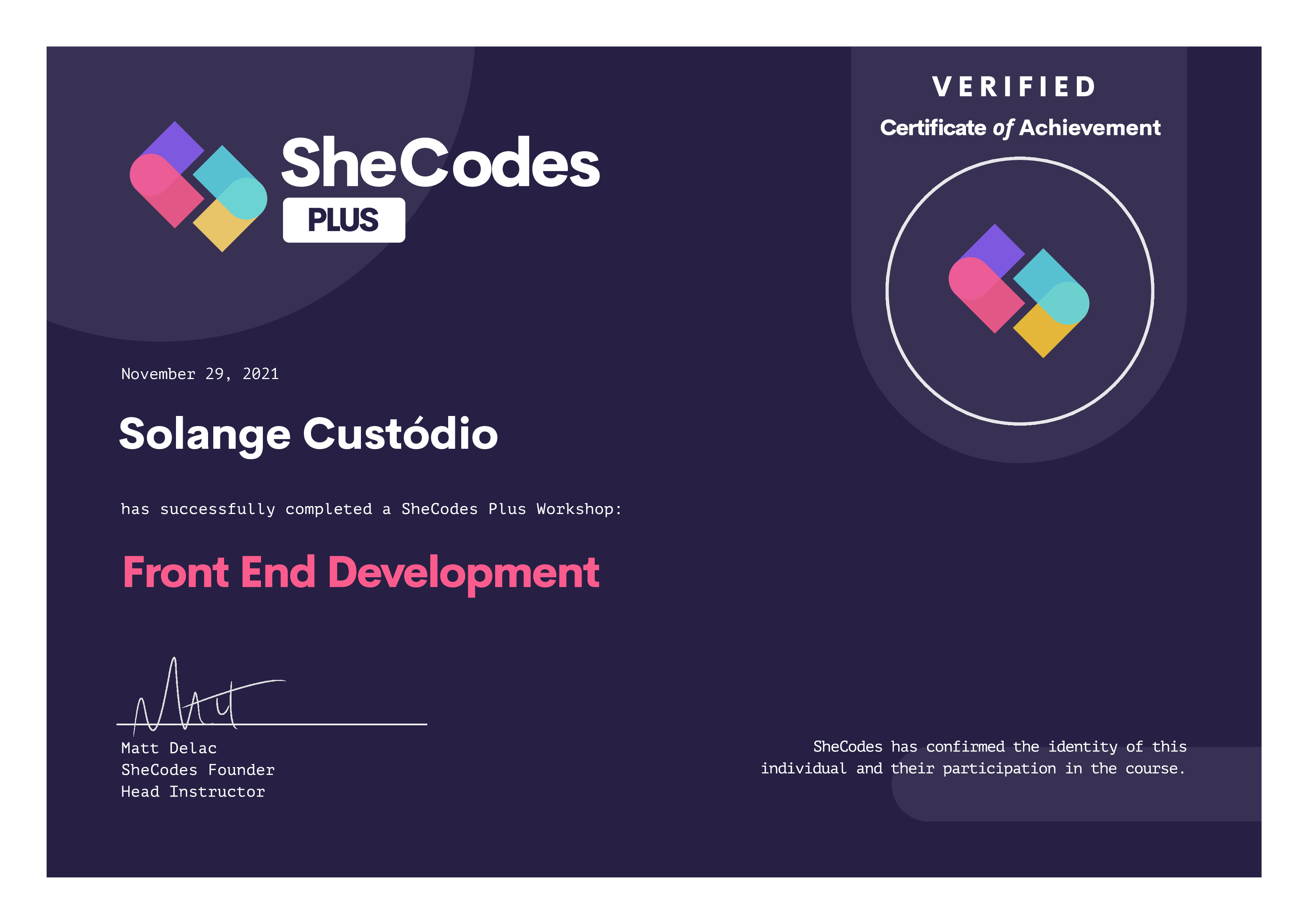 shecodes plus certification